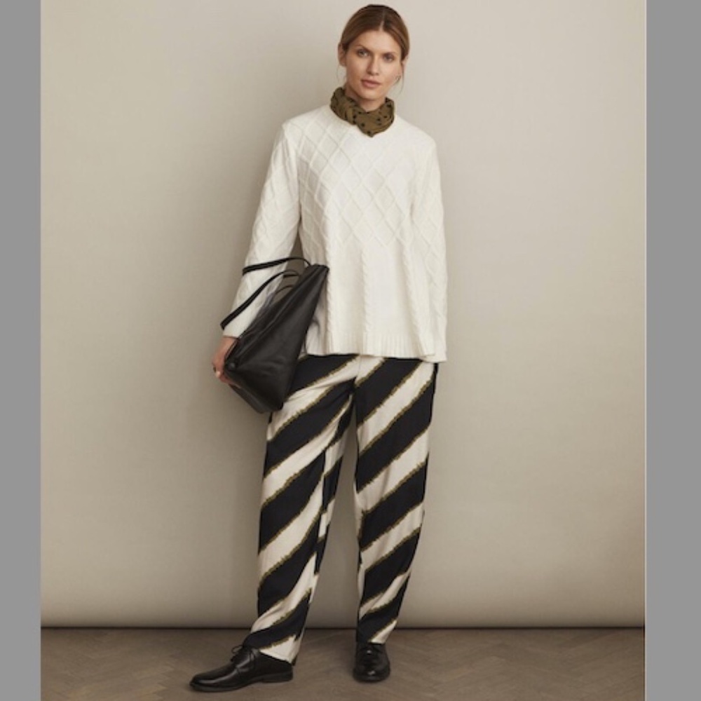 Masai Copenhagen Pai Striped Relaxed Fit High Rise Trousers Size Medium